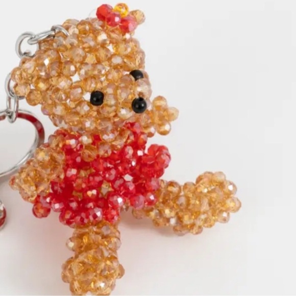 Natasha Couture Beaded Bear Keychain - Red and Gold - Picture 2 of 2